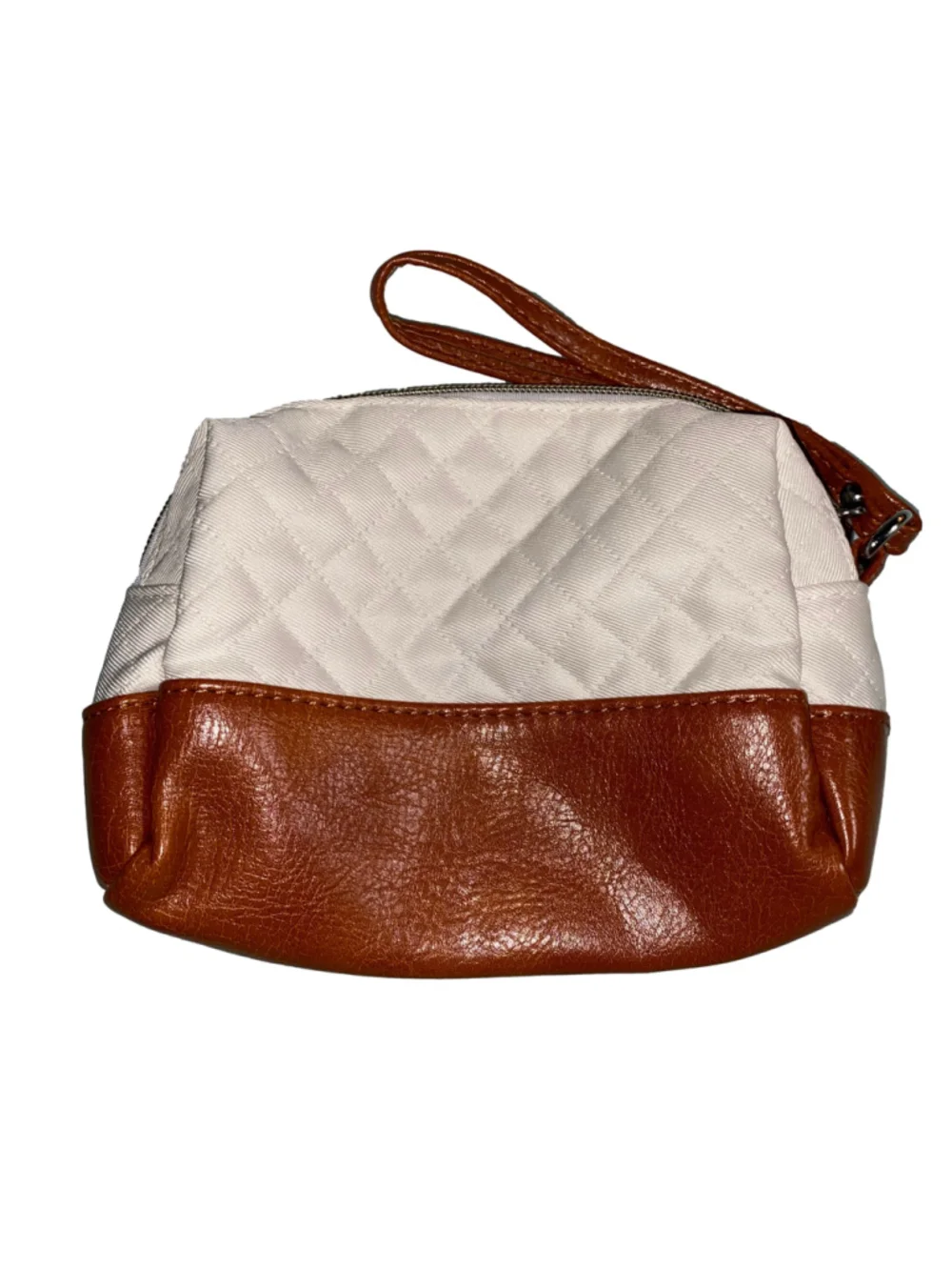 Women's Jiment Cosmetic Bag One Size White and Brown Quilted Pouch